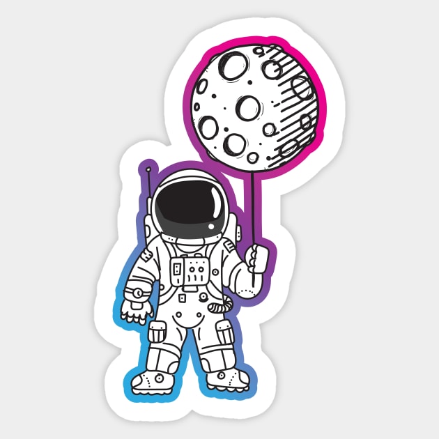 Astronaut Moon Balloon Sticker by Vin Zzep